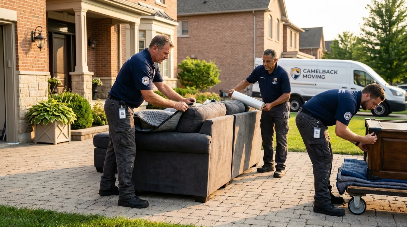 Large estate moving crew wrapping furniture in Lapel, IN